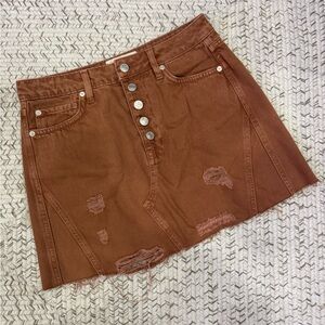 We the Free Free People, Distressed Denim Mini Skirt